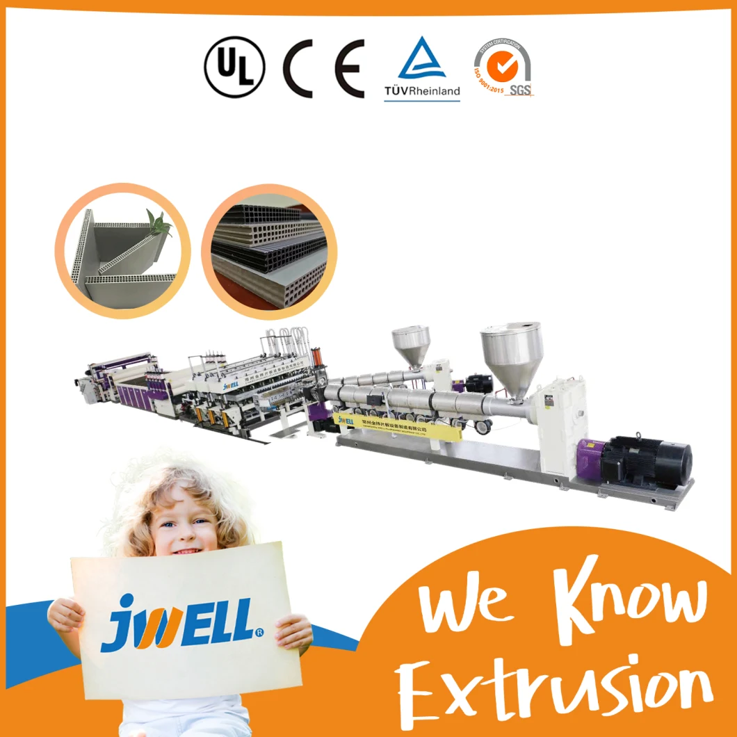 Jwell Plastic Hollow Plate EVA Poe Solar Packing Optic Sheet Manufacturer and Board/Film/Pipe/Profile/Recycling Extrusion Making Machine Supplier