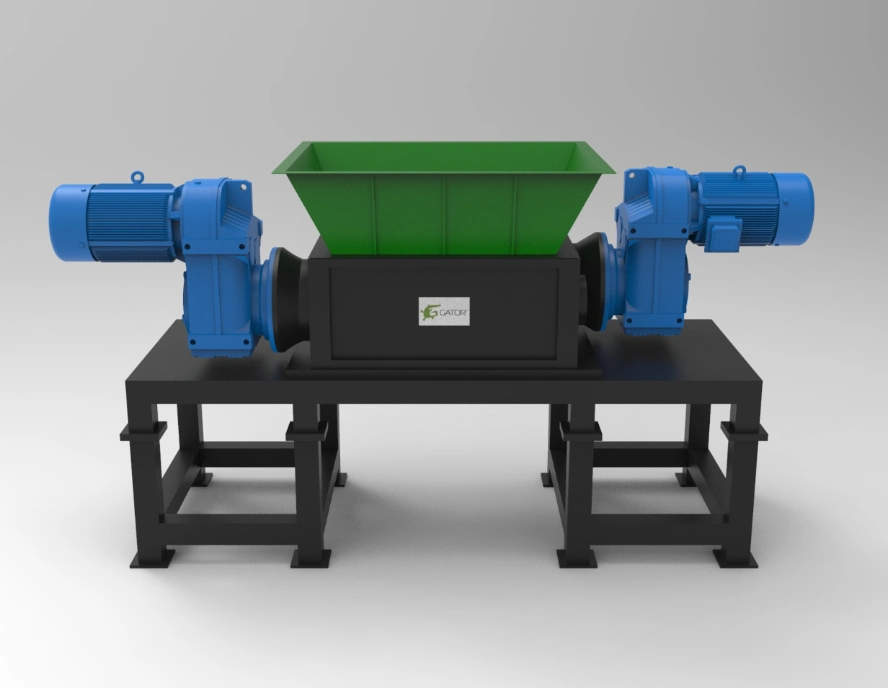 Two Shaft Cardboard Waste Rubber Shredder Medium Duty Recycling Machine